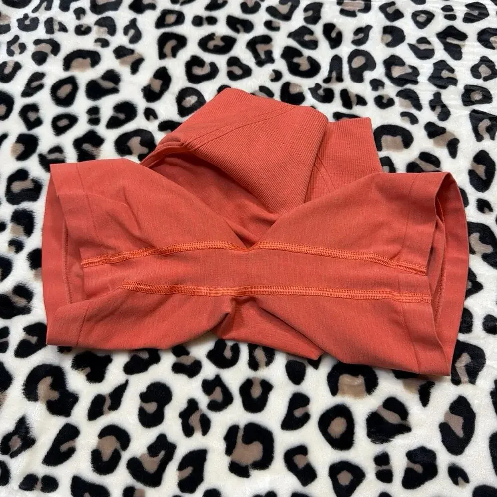 Oner Active Coral Marl Classic High Rise Ribbed Waistband Seamless Shorts Size S